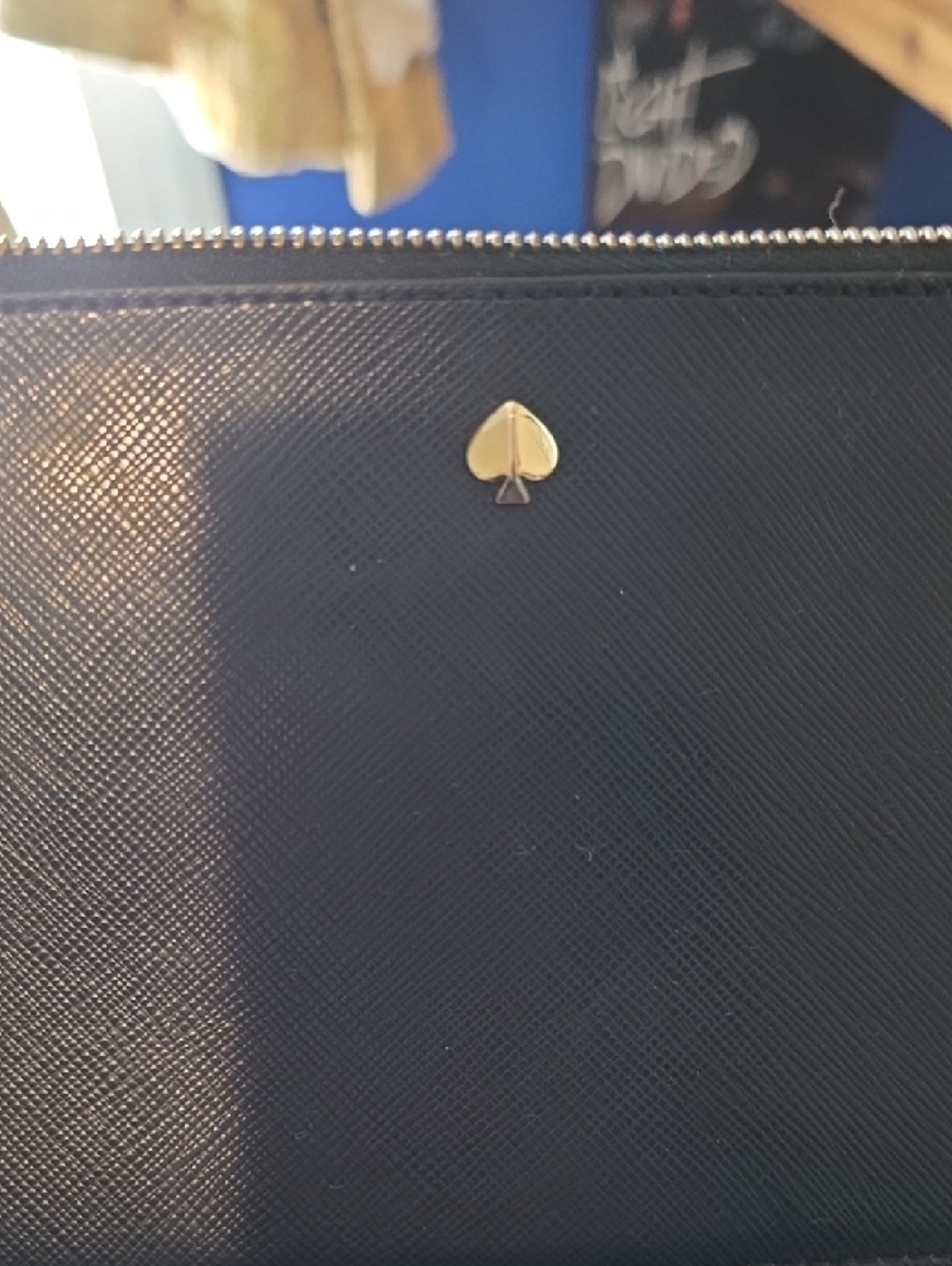 kate spade Blue Leather Wristlet with Gold Spade Accent - Picture 2 of 5